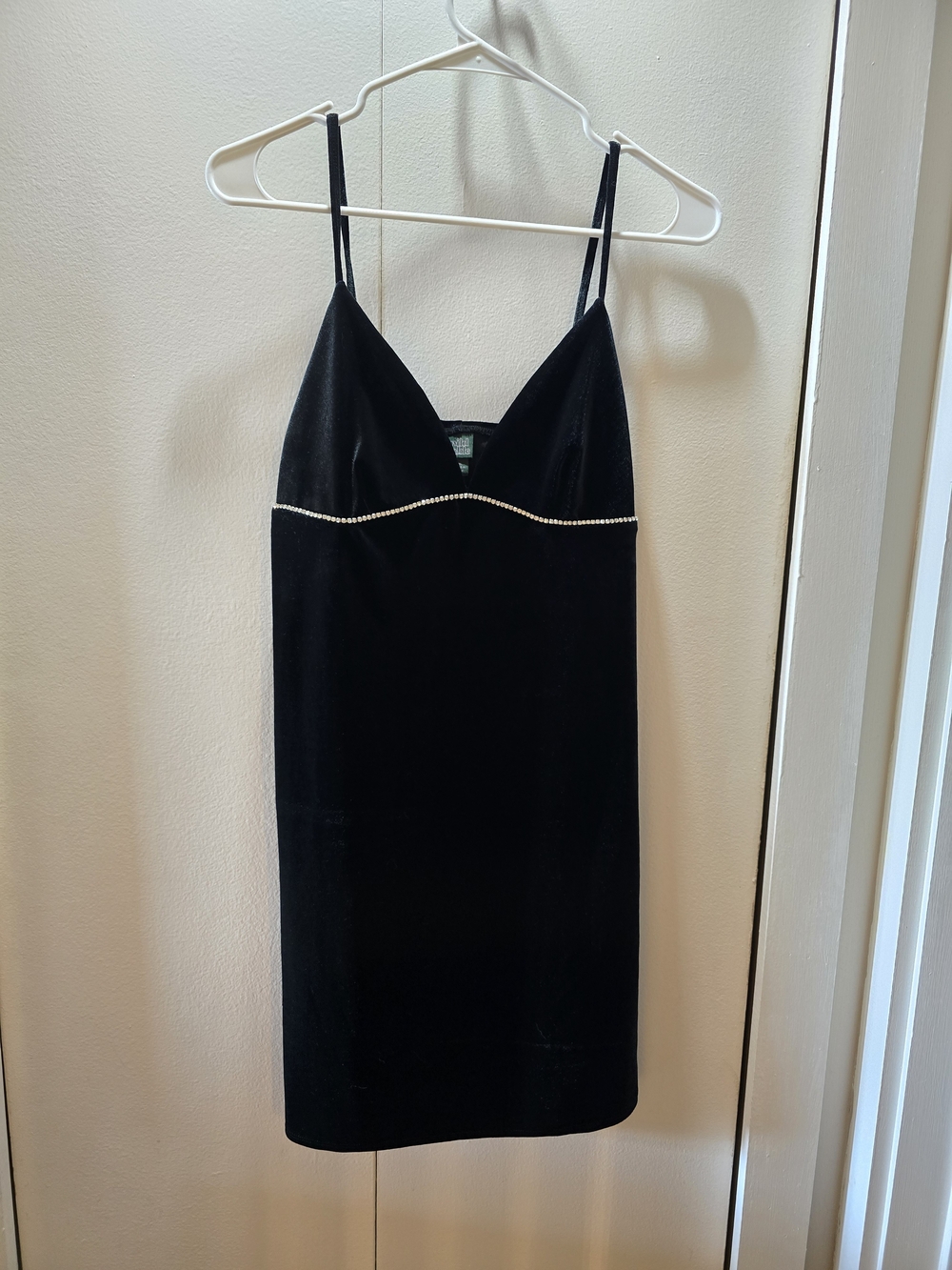 wild fable Black Velvet Slip Dress with Rhinestone Trim